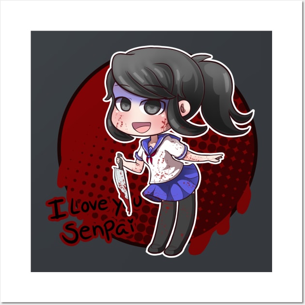 Ayano Aishi - Yandere Simulator Black Wall Art by Miss_Akane